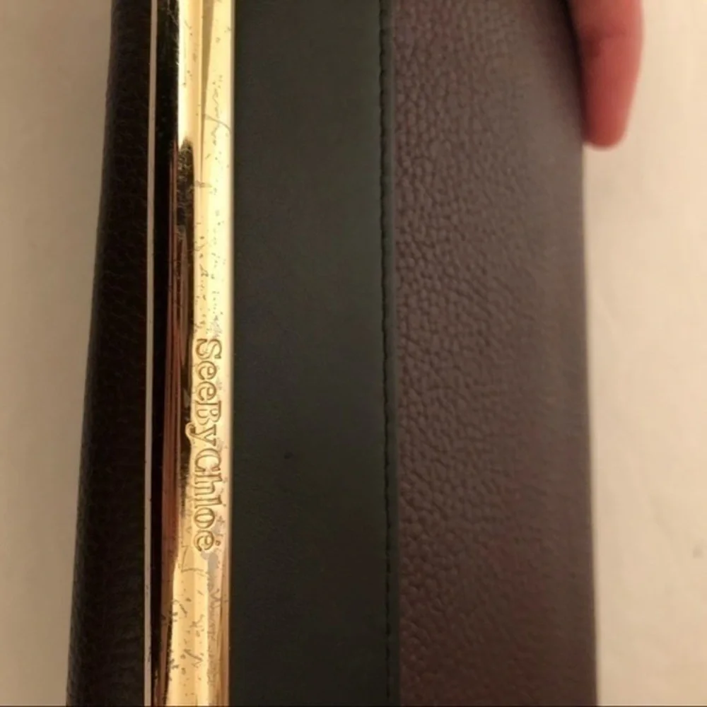 Chloe See by Chole burgundy and black clutch bag
